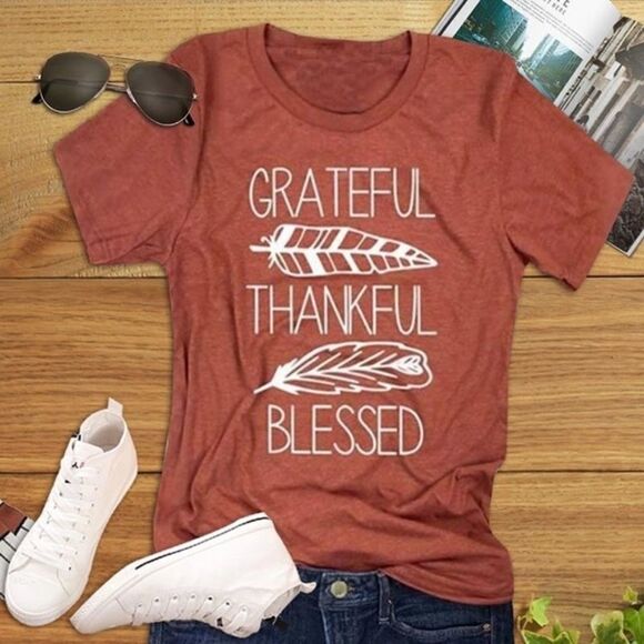 LAST ONE Grateful Thankful Graphic Tee M L - Picture 1 of 2